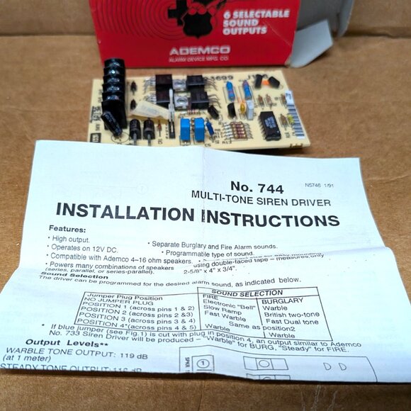 ADEMCO 744 MULTI-TONE SIREN DRIVER - UNUSED OLD STOCK - Picture 2 of 4